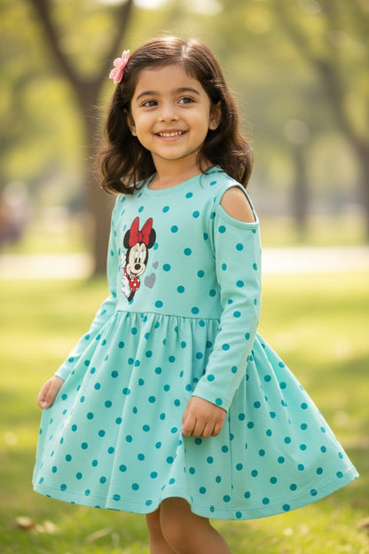 Doreme Disney Minnie Polka Dot Girls Dress Sea Green - 30533A