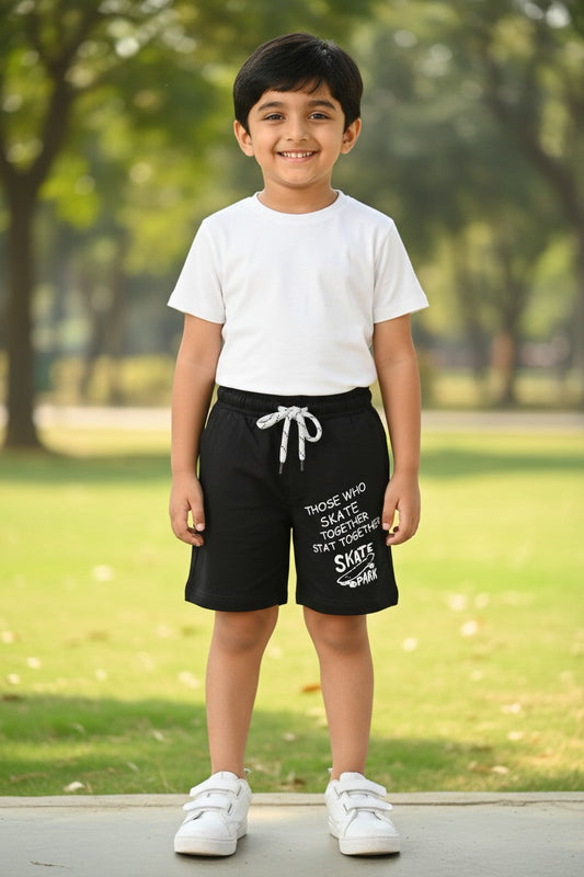 Lemon & Sugar boys skate print shorts in Black
