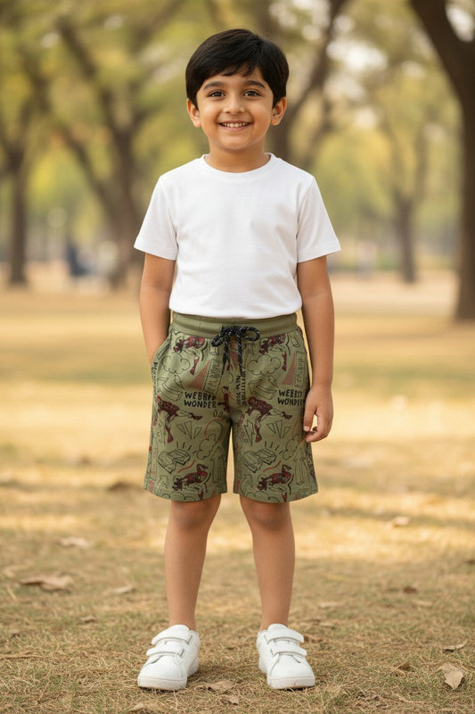 Lemon & Sugar boys comic sketch print shorts in Ash