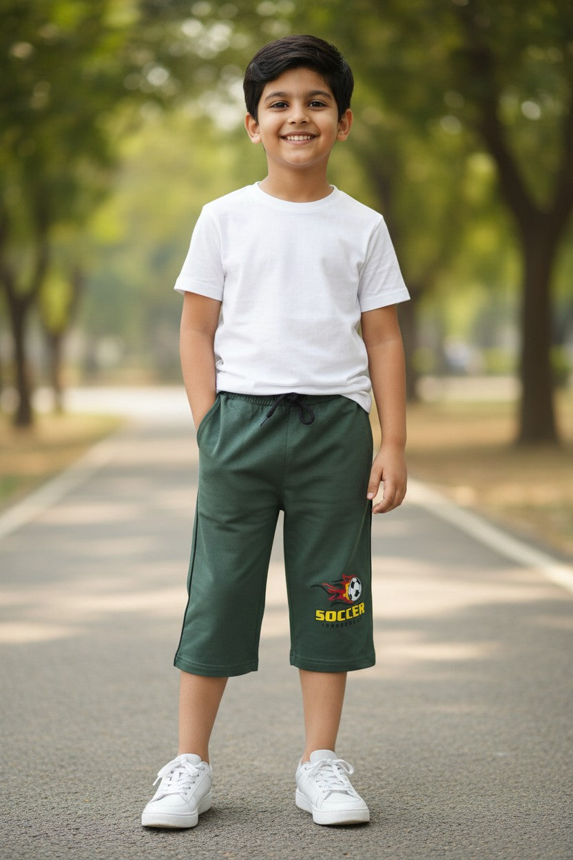 Lemon & Sugar boys soccer print capri in D.Ash