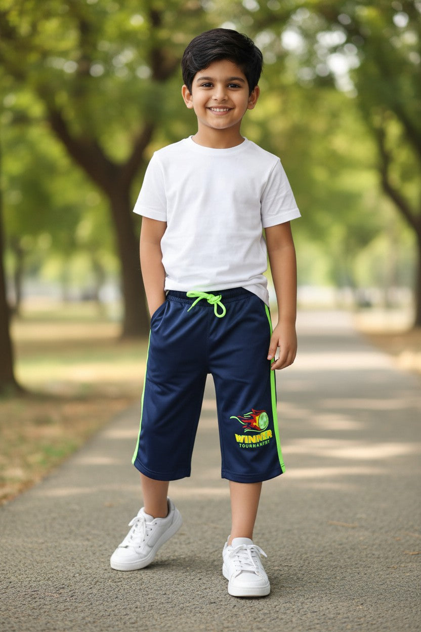Lemon & Sugar boys soccer print capri in Denim