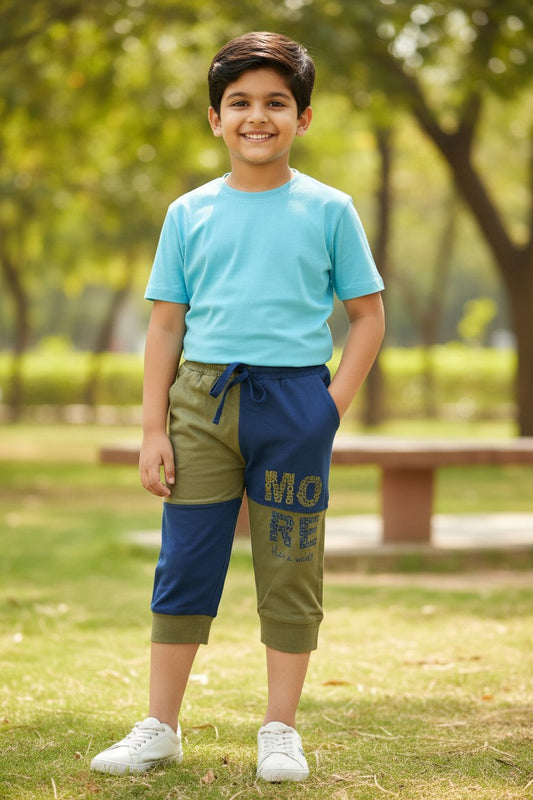 Lemon & Sugar boys colourblock print capri in Ash