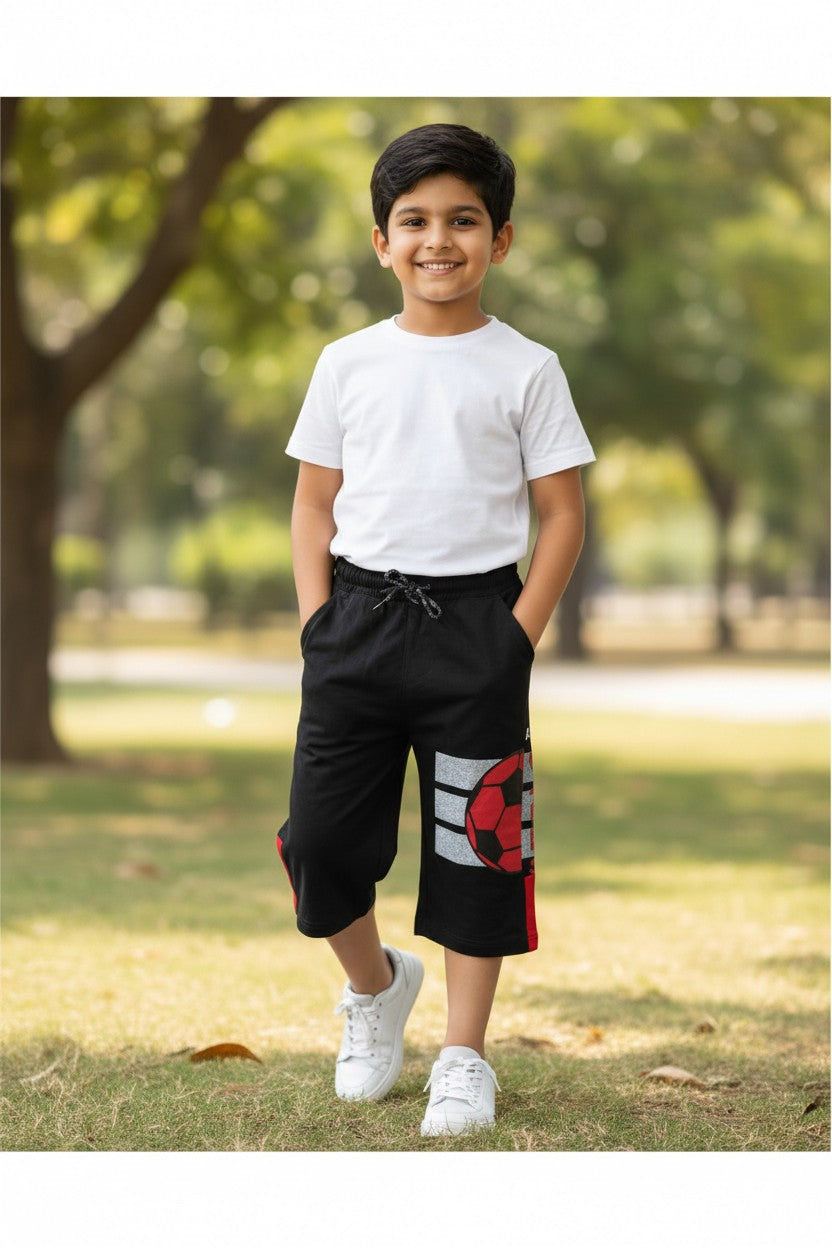 Lemon & Sugar boys football print capri in Black
