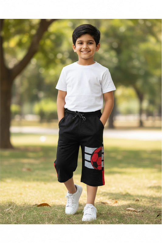Lemon & Sugar boys football print capri in Black