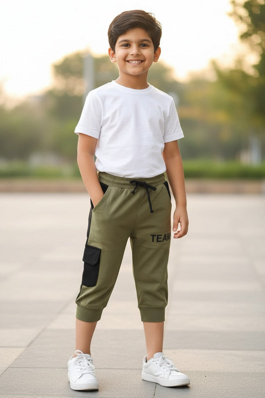 Lemon & Sugar boys team print cargo capri in Ash