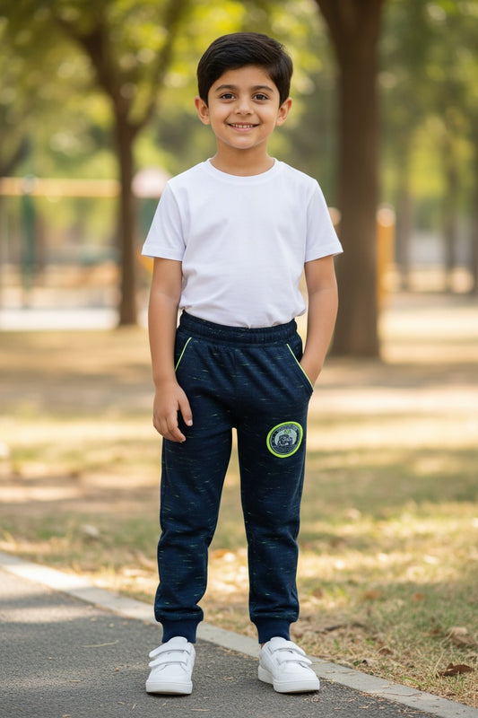 Ollypop Boys Injection Slub Cuffed Knit Joggers - Blue