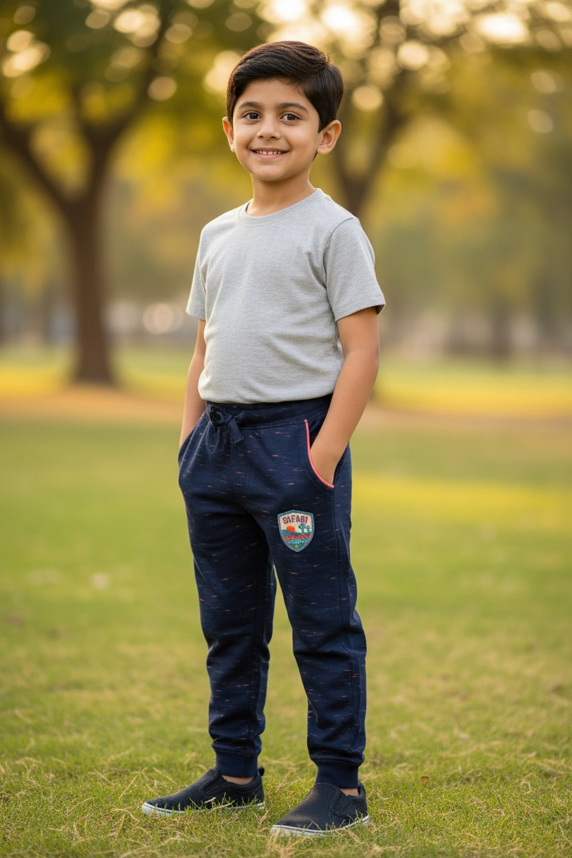 Ollypop Boys Injection Slub Cuffed Knit Joggers - Navy