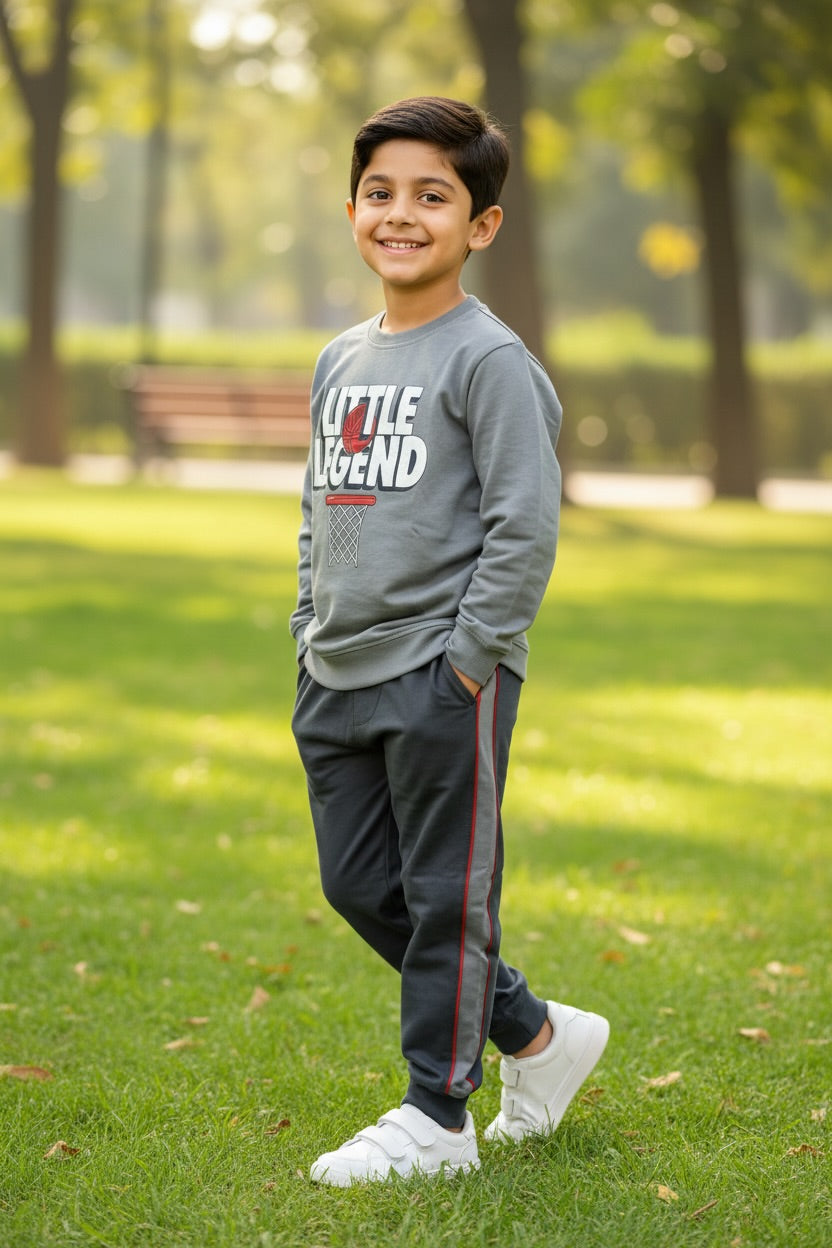 Ollypop Boys Little Legend Cotton Full Sleeve Set - Grey