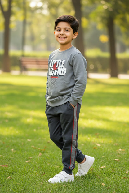 Ollypop Boys Little Legend Cotton Full Sleeve Set - Grey