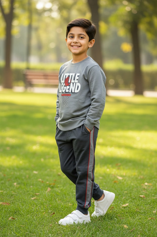 Ollypop Boys Little Legend Cotton Full Sleeve Set - Grey