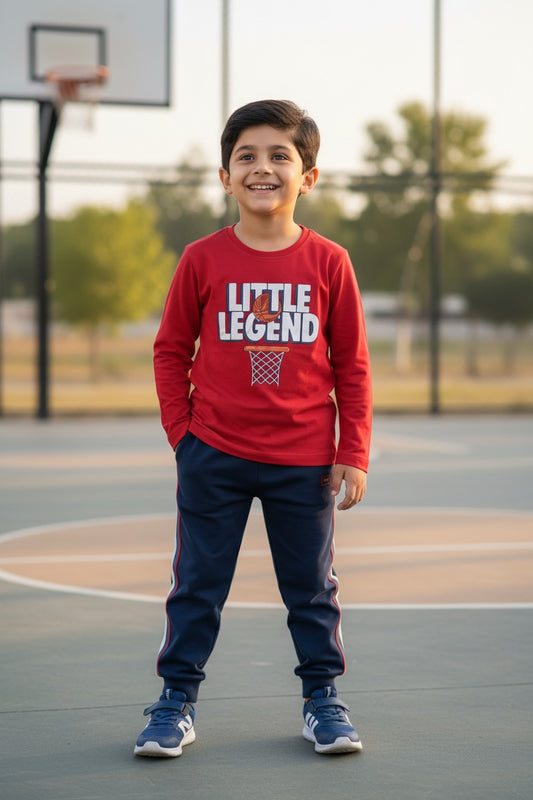 Ollypop Boys Little Legend Cotton Full Sleeve Set - Red
