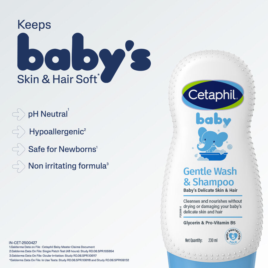 Cetaphil Baby gentle wash is pH neutral, hypoallergenic and safe for newborns