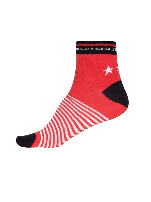 Jockey men's red and white striped ankle length cotton stretch sock