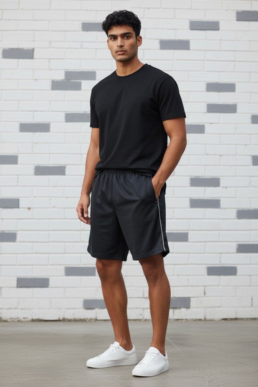 Jesco men's charcoal regular fit cotton shorts - Design 7001