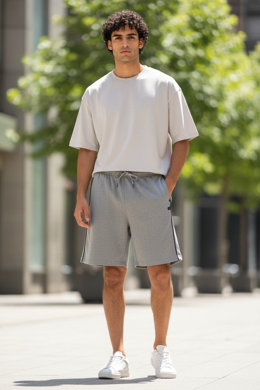 Jesco men's grey regular fit cotton shorts - Design 7001