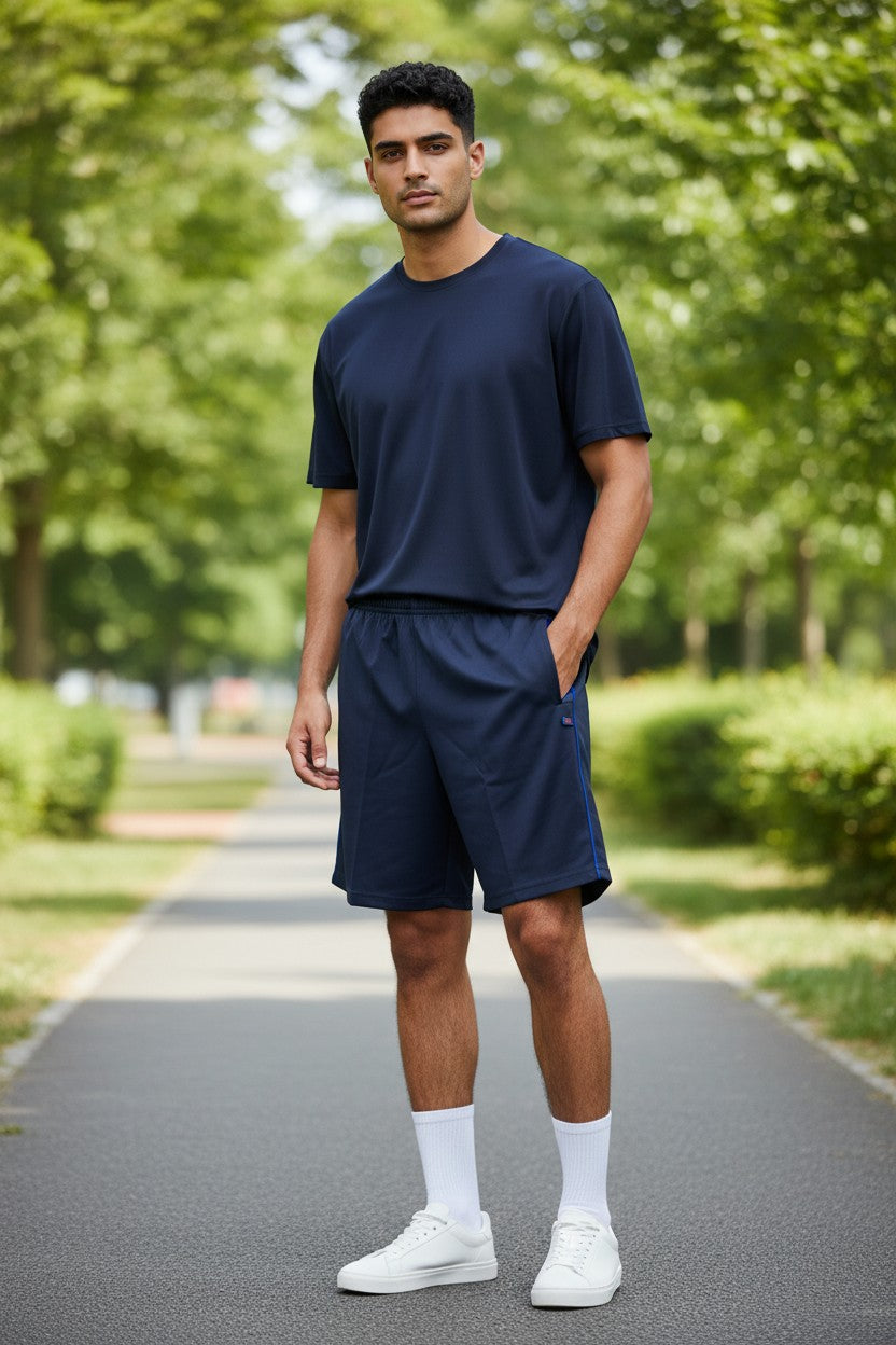 Jesco men's navy blue regular fit cotton shorts - Design 7001