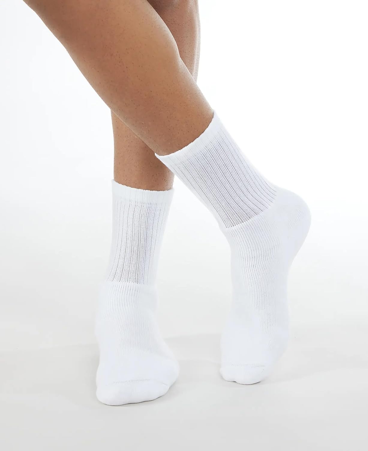 Back view of Jockey men's white crew length cotton socks
