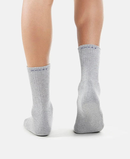 Back view of Jockey light grey crew length cotton terry socks