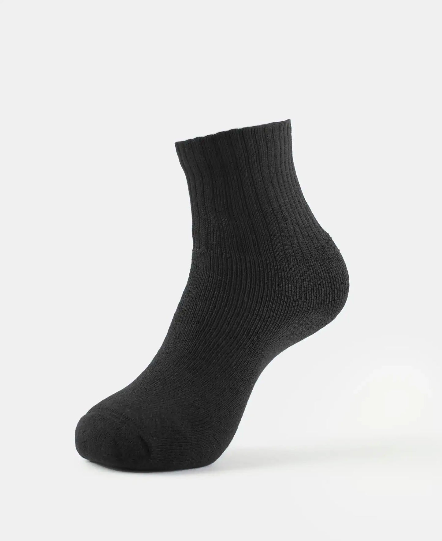 Jockey black ankle length cotton terry sock, single sock view
