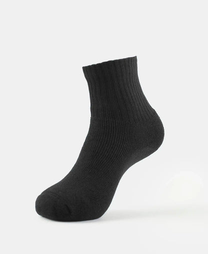 Jockey black ankle length cotton terry sock, single sock view