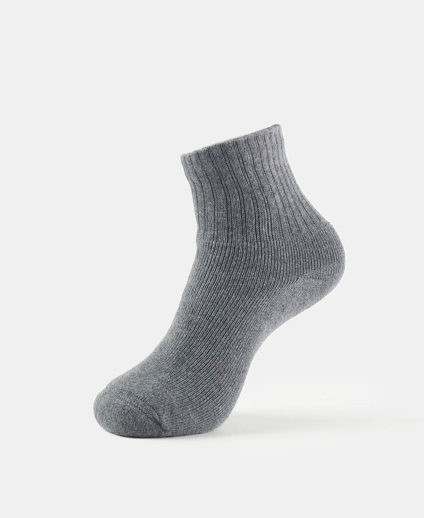 Jockey charcoal melange ankle length cotton terry sock, single sock view