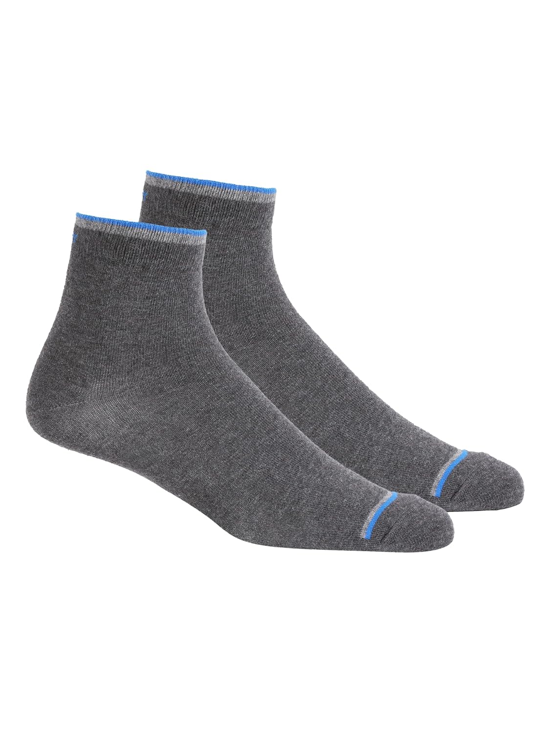 Jockey men's charcoal ankle length compact cotton sock with contrast heel