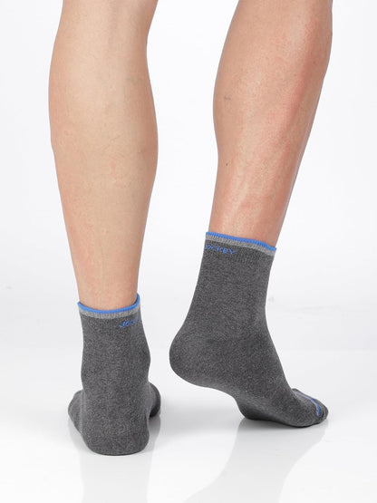 Back view of Jockey men's charcoal ankle length compact cotton socks