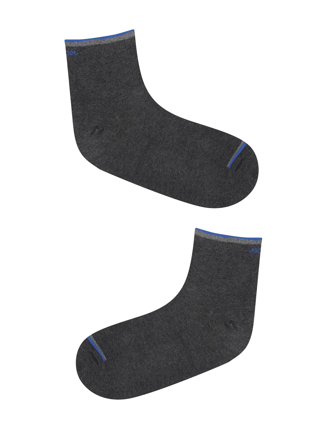 Single Jockey charcoal ankle length compact cotton sock, side profile