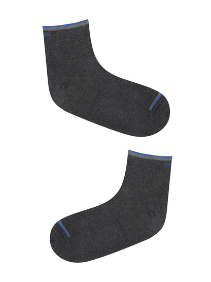 Single Jockey charcoal ankle length compact cotton sock, side profile