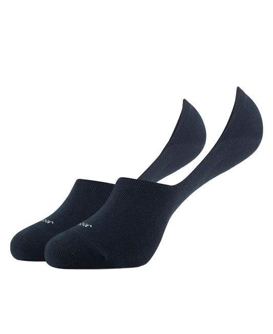 Jockey men's navy no show athleisure cotton socks, pair shown flat