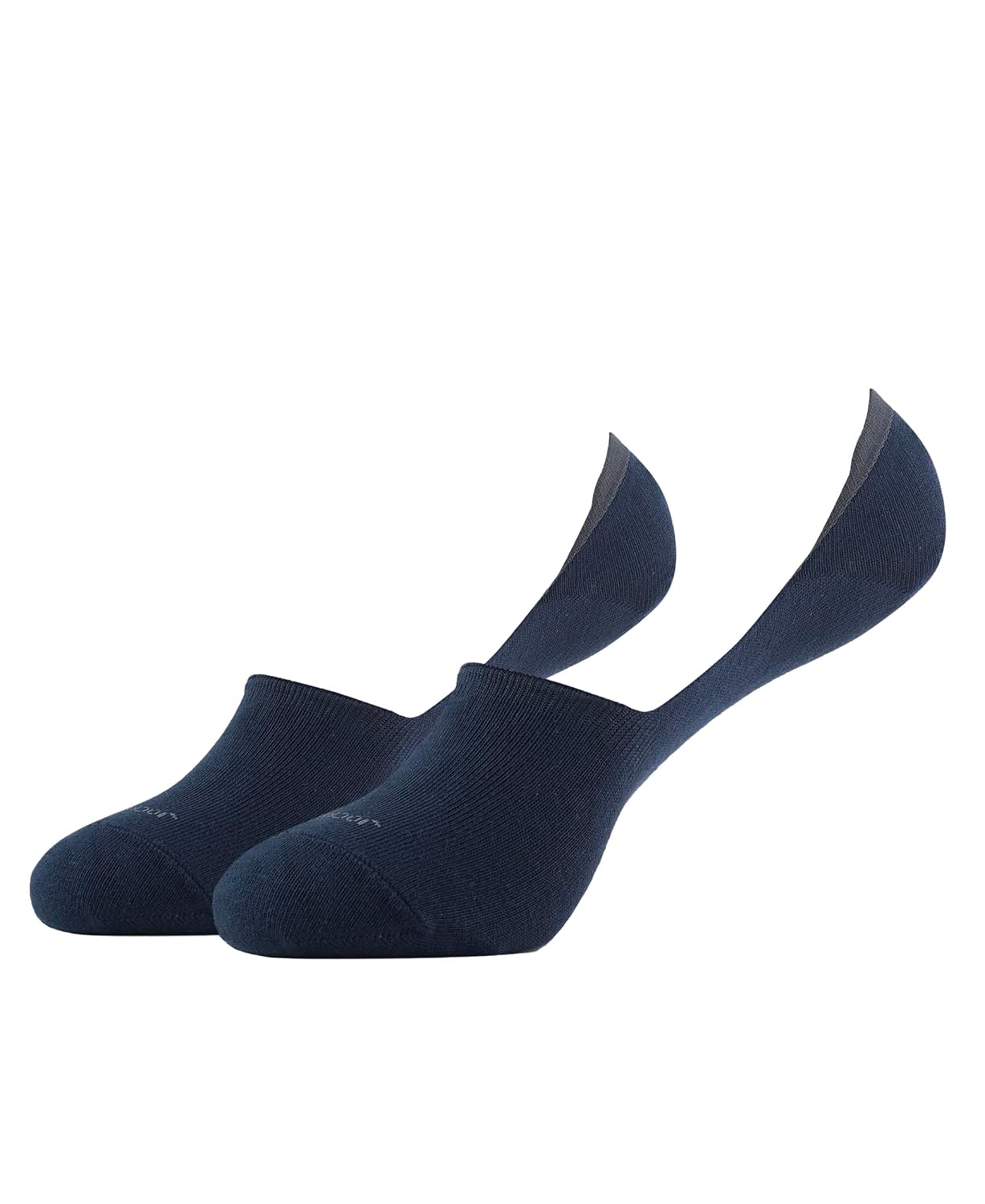 Pair of Jockey navy no show athleisure cotton socks, angled view