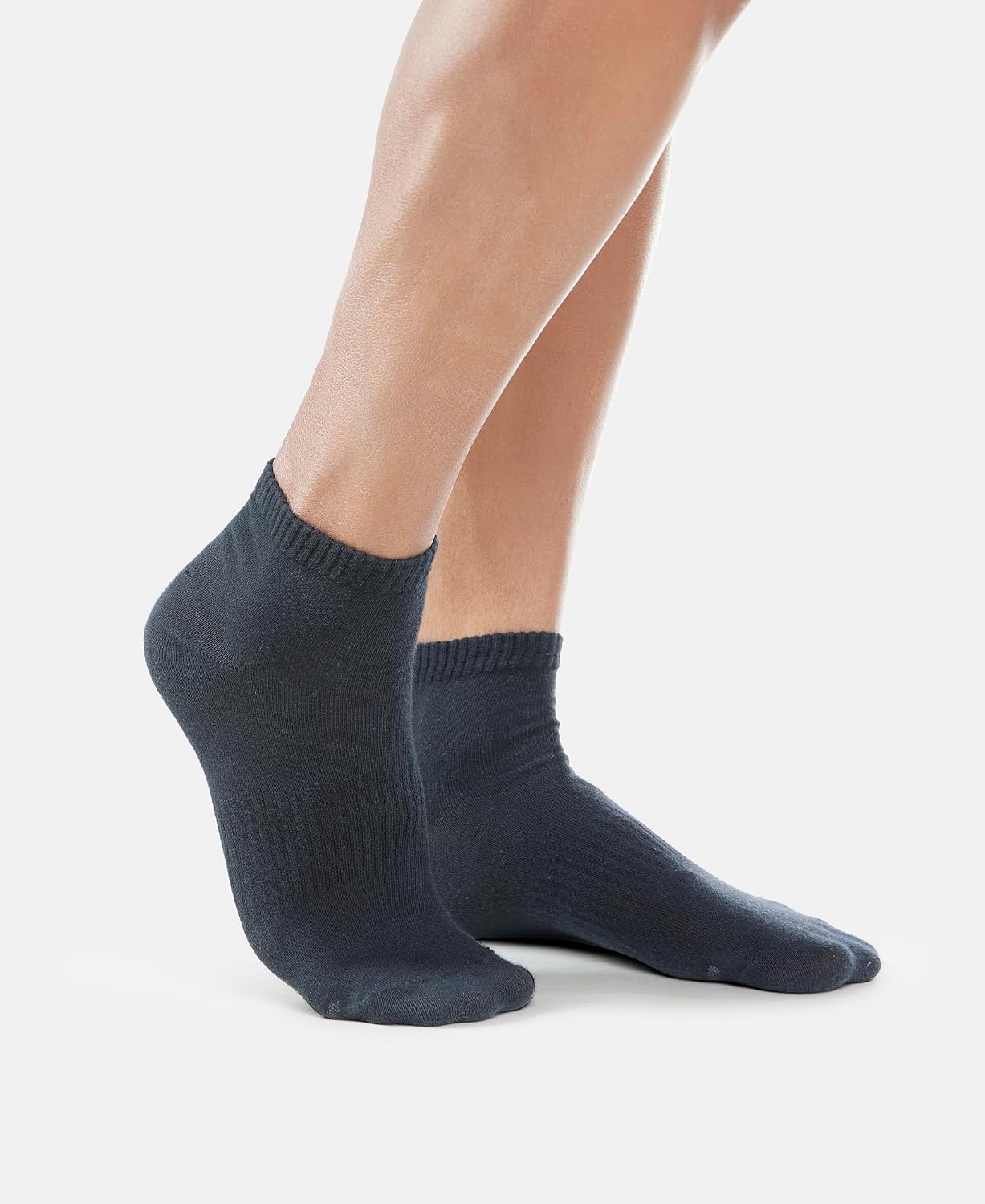 Side view of Jockey men's navy athleisure ankle length socks