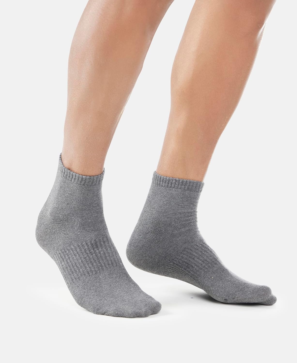 Side view of Jockey men's grey athleisure ankle length socks