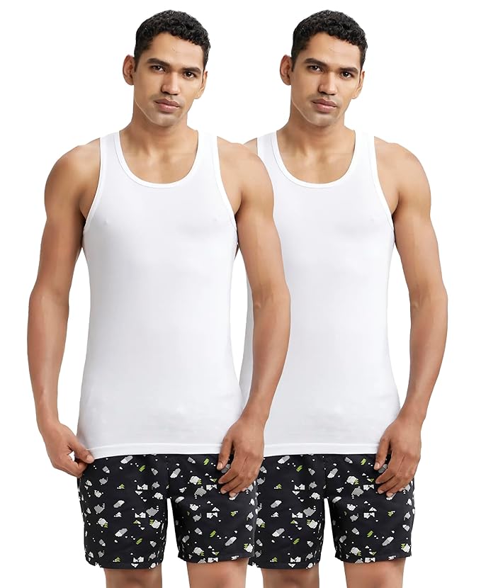 Jockey 8820 Men's Super Combed Cotton Round Neck Sleeveless Vest with Extended Length for Easy Tuck (Pack of 3) - White