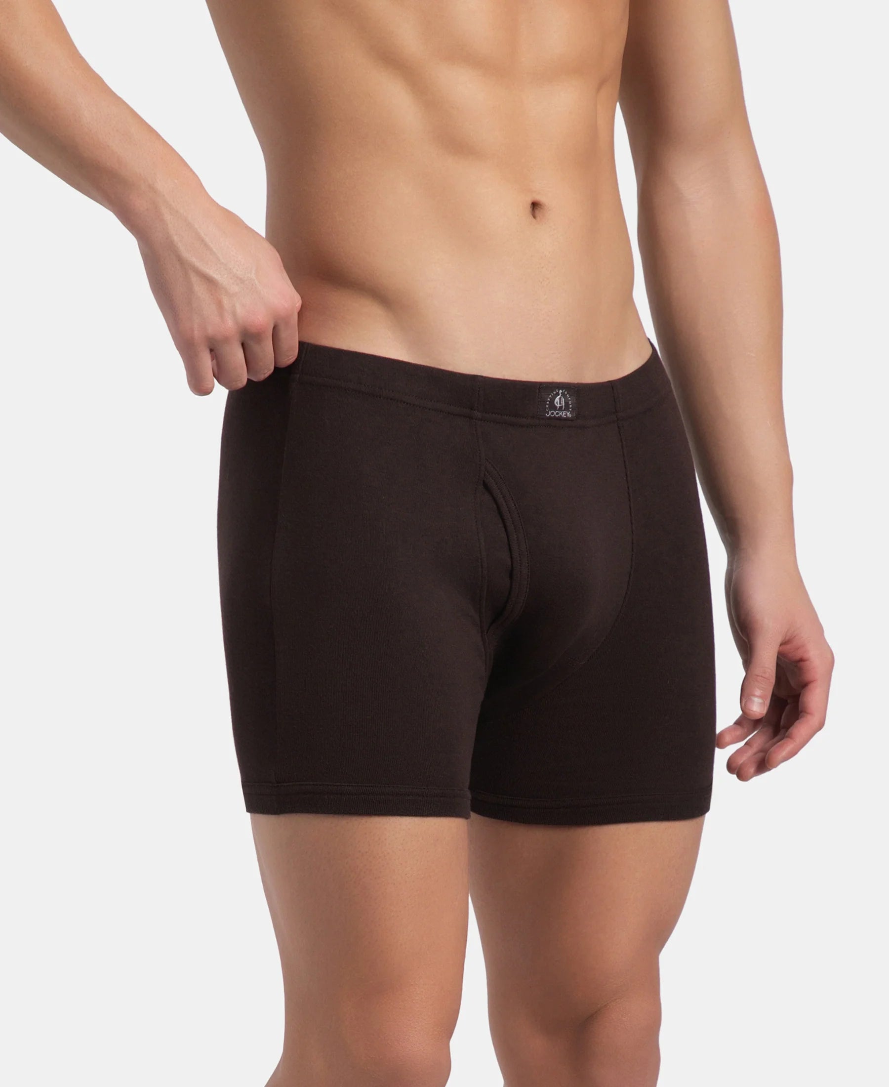 Jockey 8008 cotton rib boxer brief in Brown