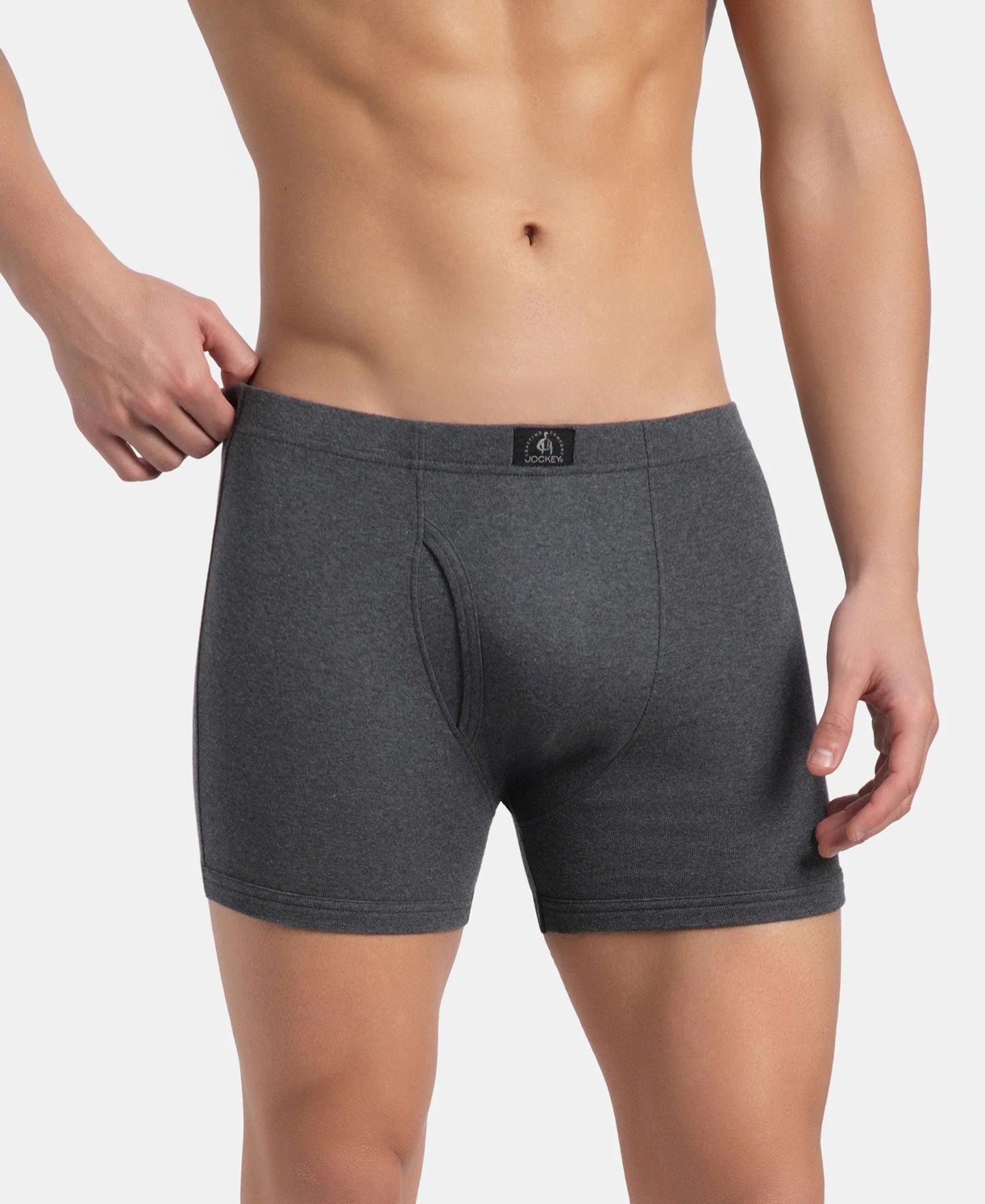 Jockey 8008 cotton rib boxer brief in Charcoal Melange