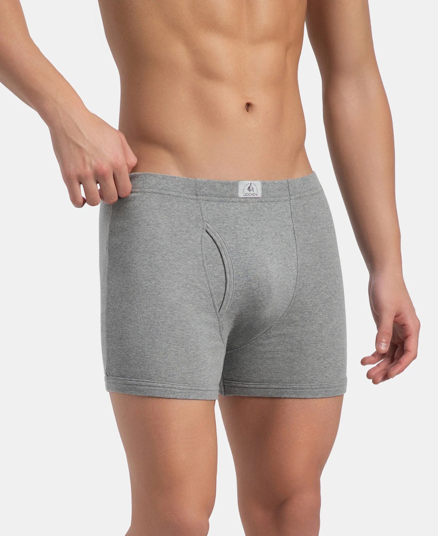 Jockey 8008 cotton rib boxer brief in Grey Melange