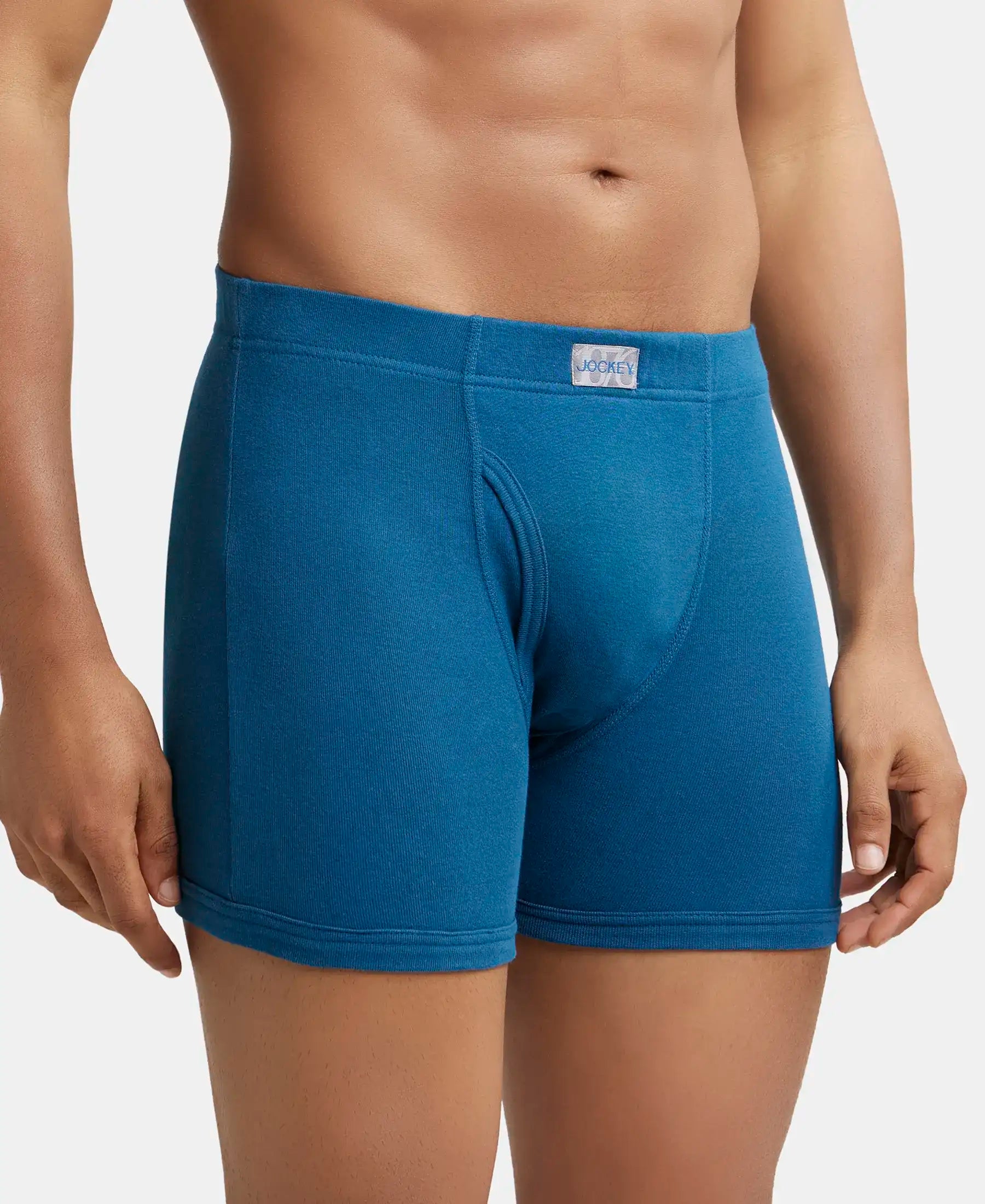 Jockey 8008 cotton rib boxer brief in Seaport Teal
