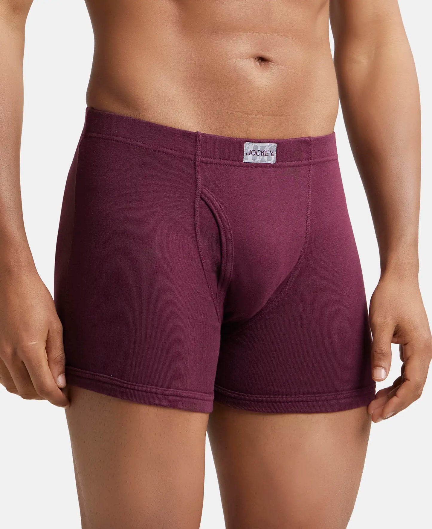 Jockey 8008 cotton rib boxer brief in Wine Tasting