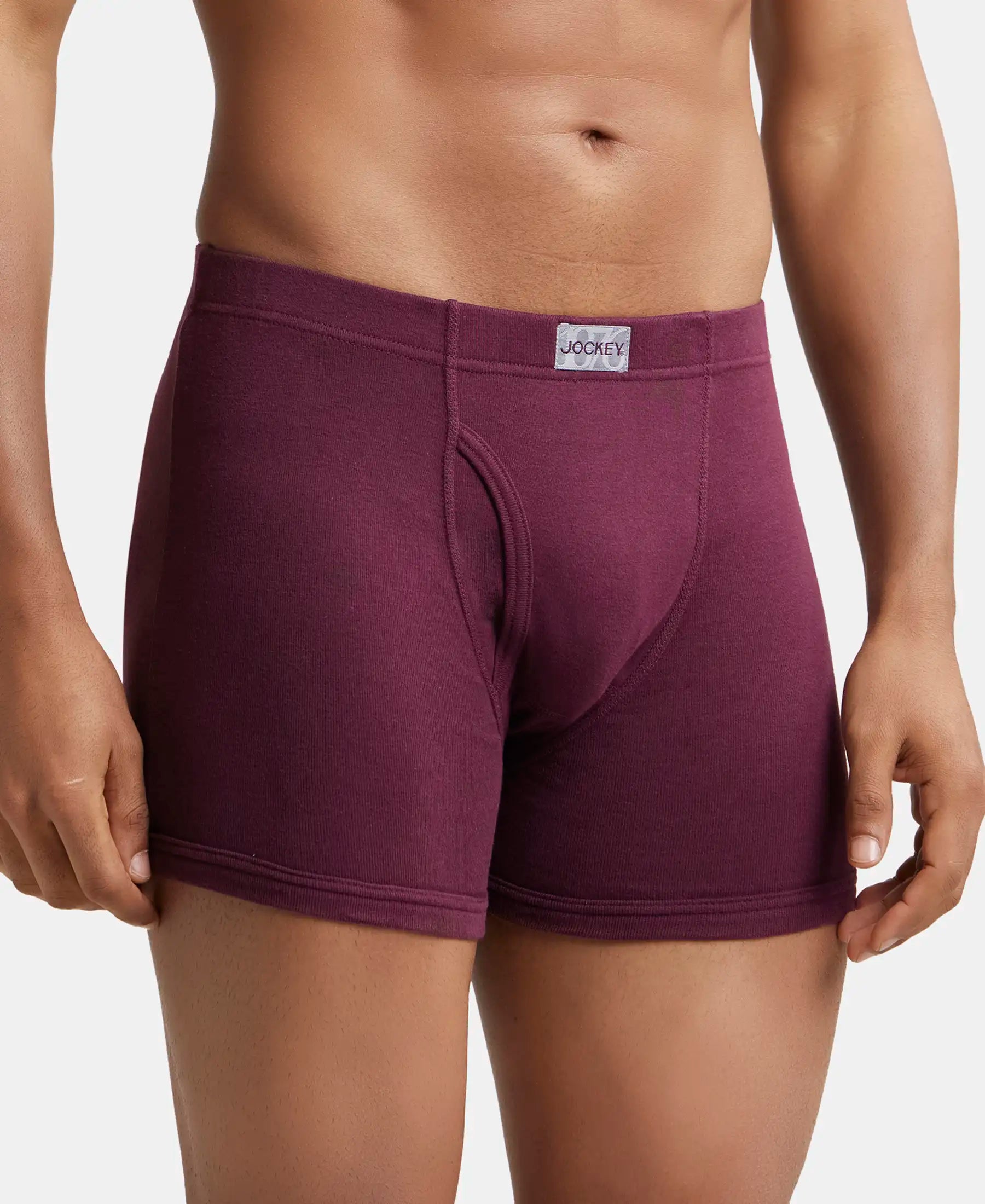 Jockey 8008 cotton rib boxer brief in Wine Tasting