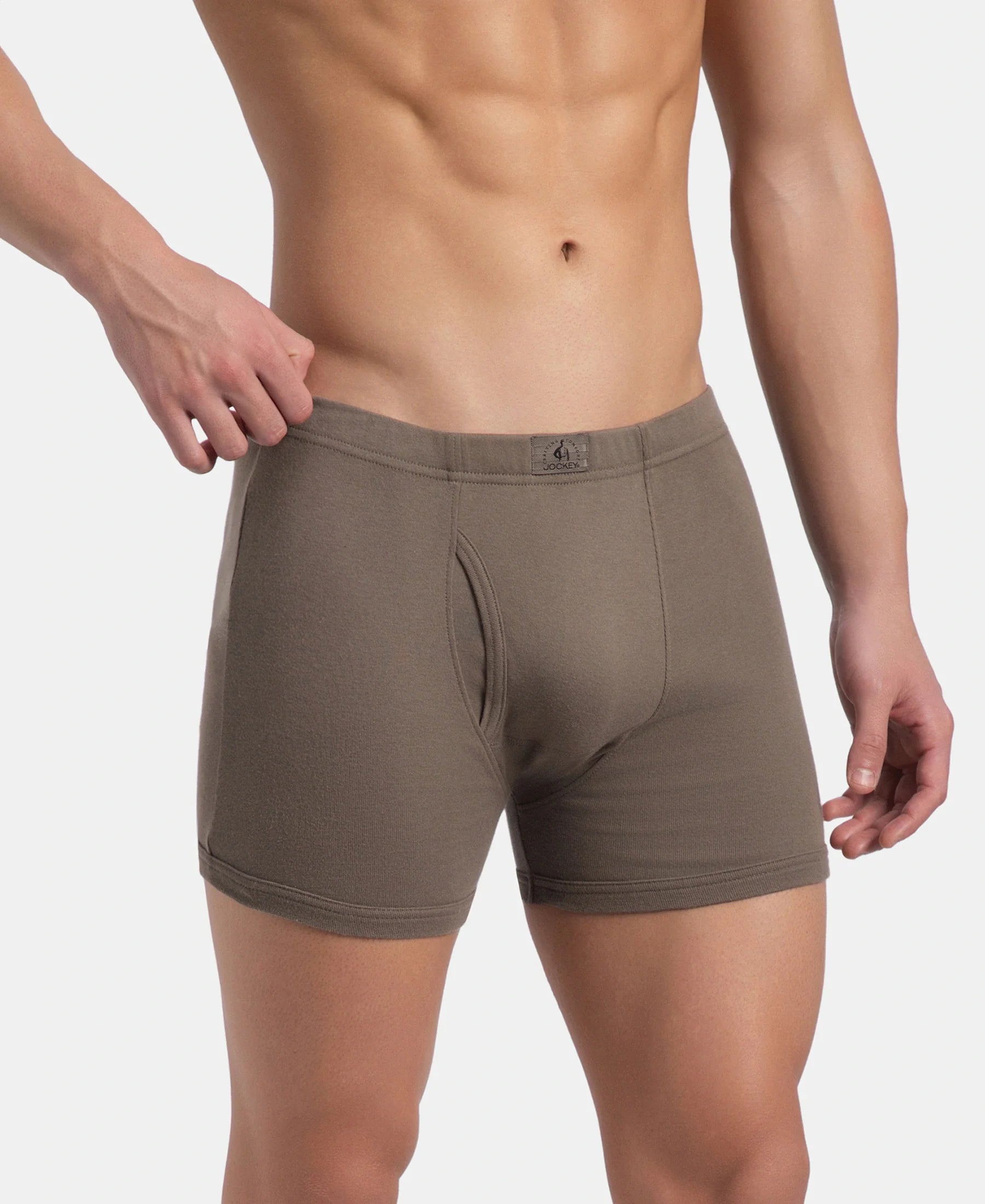 Jockey 8008 cotton rib boxer brief in Dark Khaki