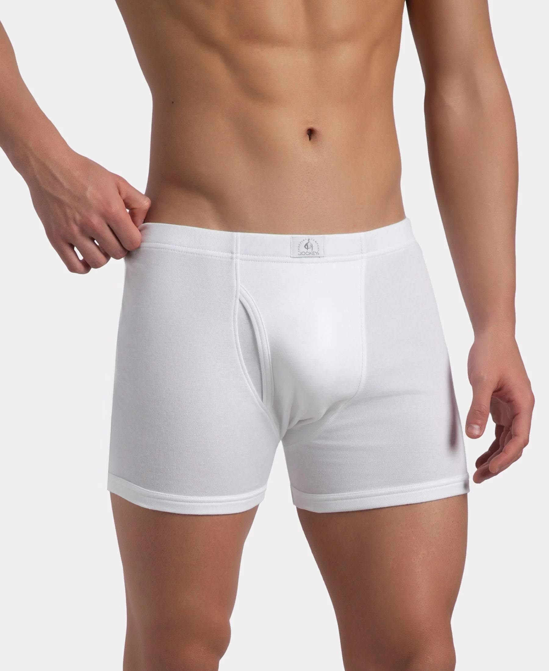 Jockey 8008 white boxer brief front detail