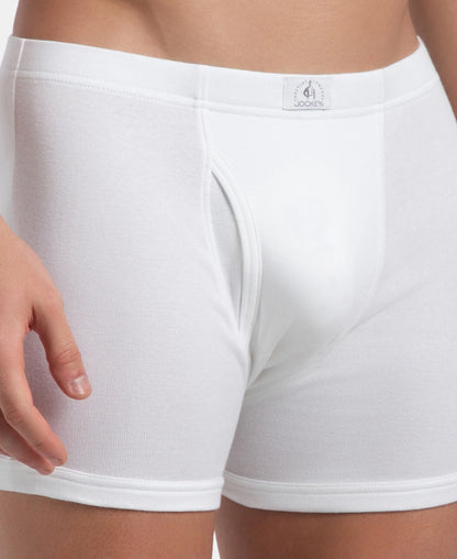 Jockey 8008 boxer brief front fly and waistband detail
