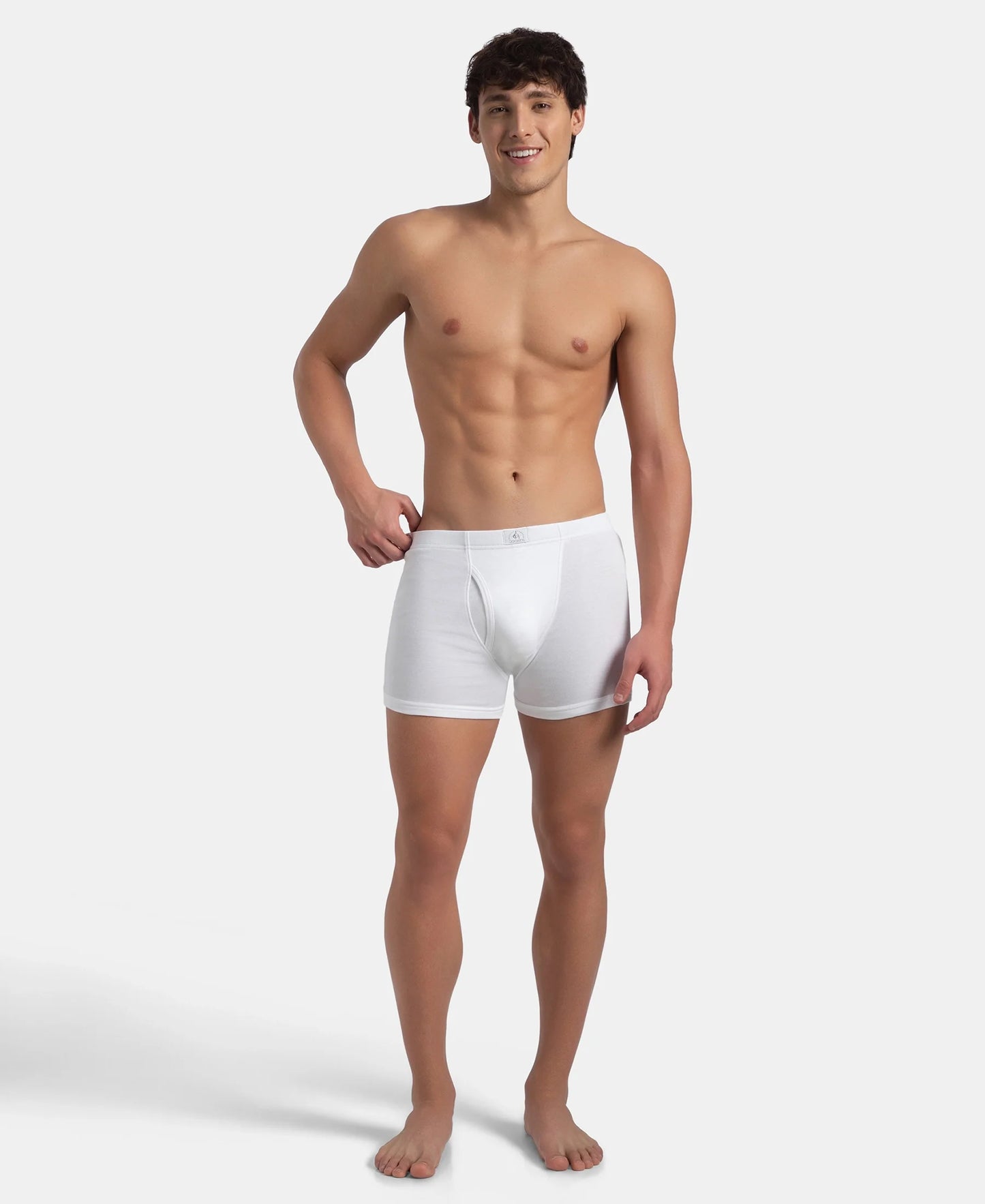 Jockey 8008 white boxer brief full length view