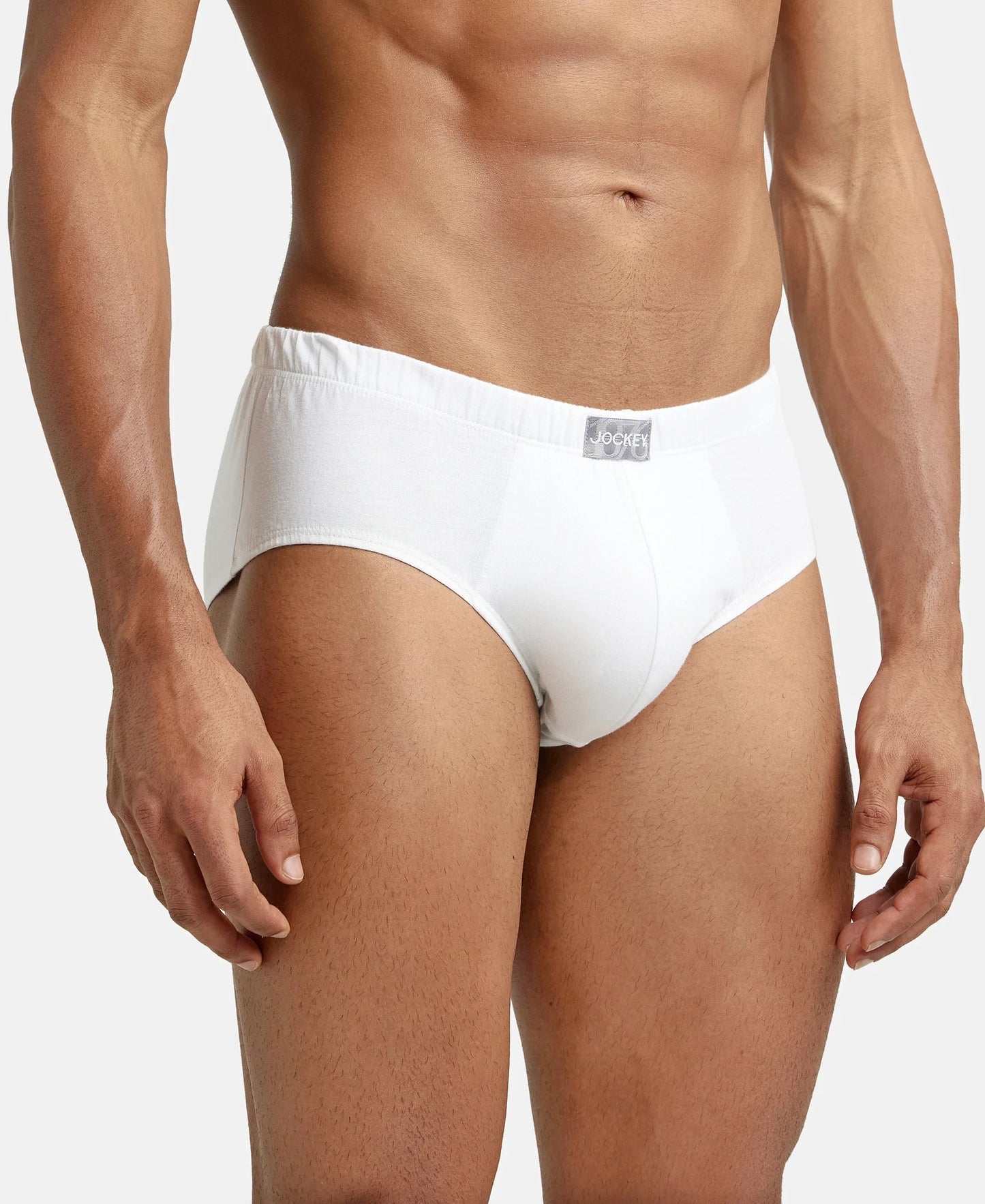 Jockey 8035 white cotton brief front detail