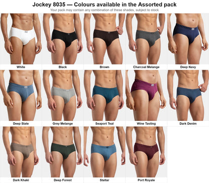 Jockey 8035 brief colour chart - all 14 shades available in the assorted pack
