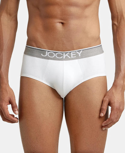 White Jockey cotton brief shown from a three-quarter angle on a model