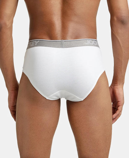 Back view of a Jockey men's white cotton brief showing the seat fit