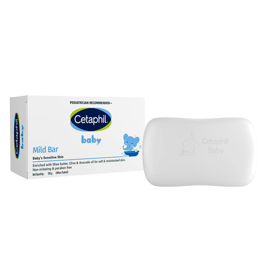 Cetaphil Baby mild bar soap shown beside its carton