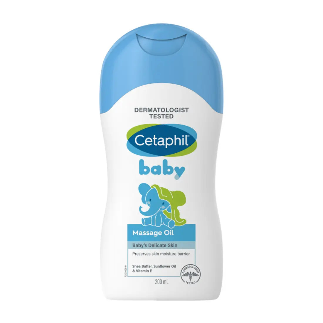 Cetaphil Baby massage oil 200 ml bottle for delicate skin, front view